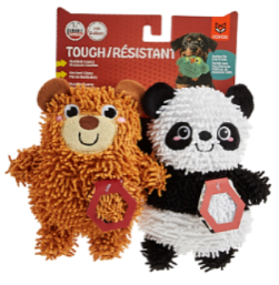 Juguete resistente para perros, paquete de 2 unidades, oso y panda