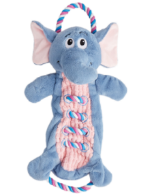 Juguete para perros con forma de elefante y cuerda para tirar