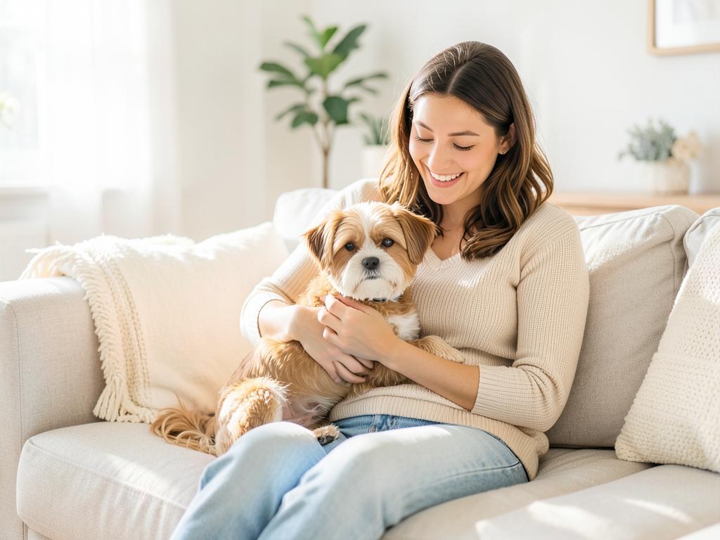 Familia con mascota aprendiendo en casa