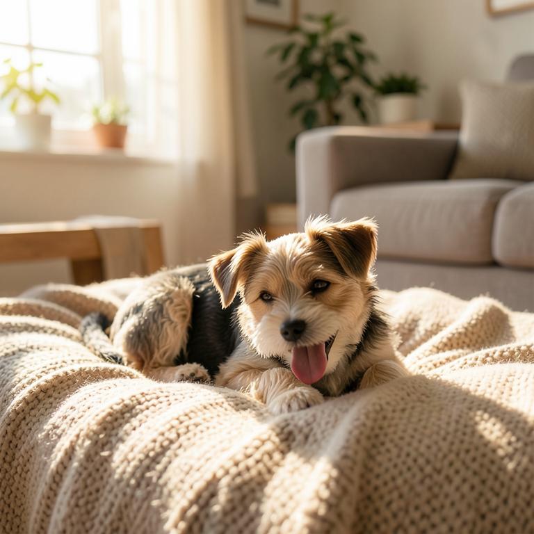 Perrito descansando feliz en la casa de un cuidador GabyPet en Medellín
